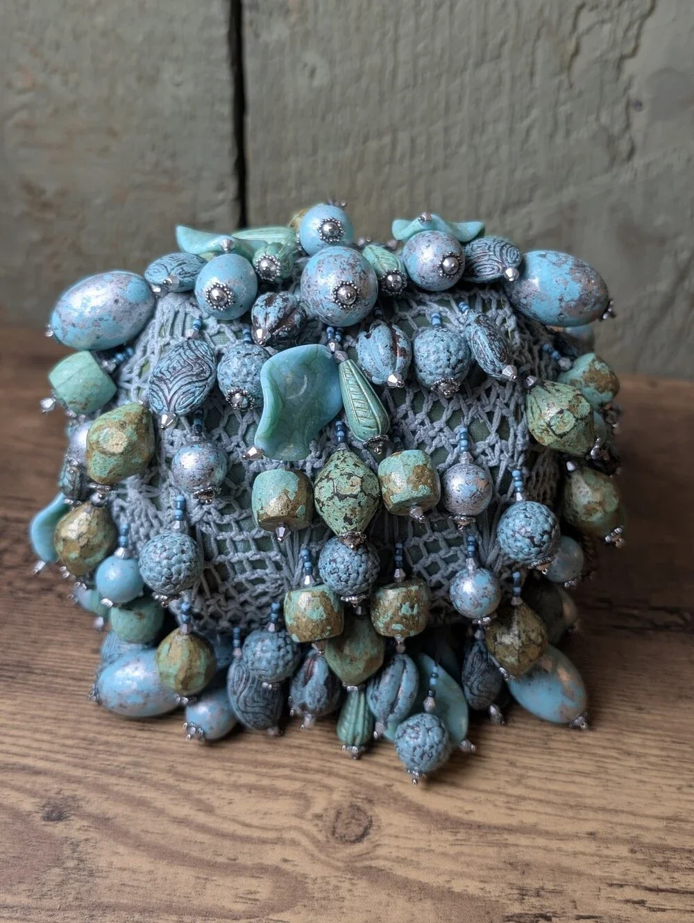 NWT Mary Frances 1872 Patina Turquoise Beaded Women’s Wristlet Bag - Picture 7 of 16